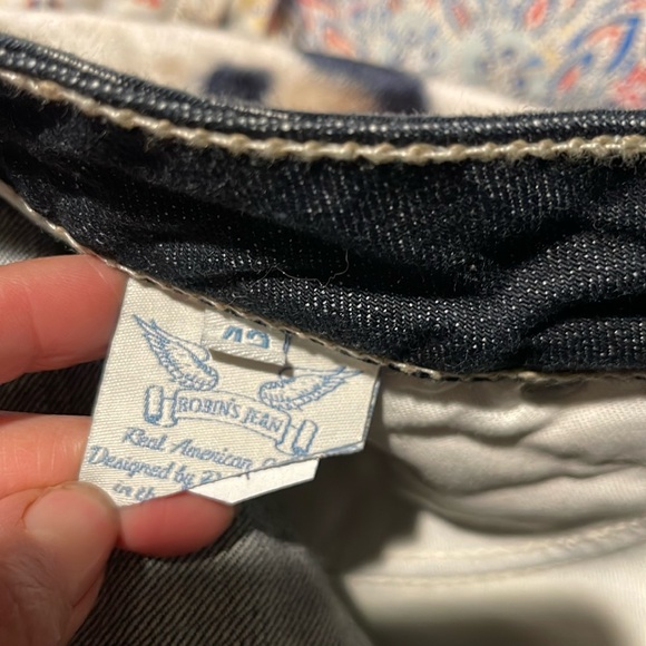 Mens Robins Jeans Racer Zipper Leather Flap Pocket Wings size 42 - Picture 11 of 12